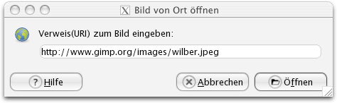 Der Dialog, um ein Bild aus dem Internet zu öffnen.